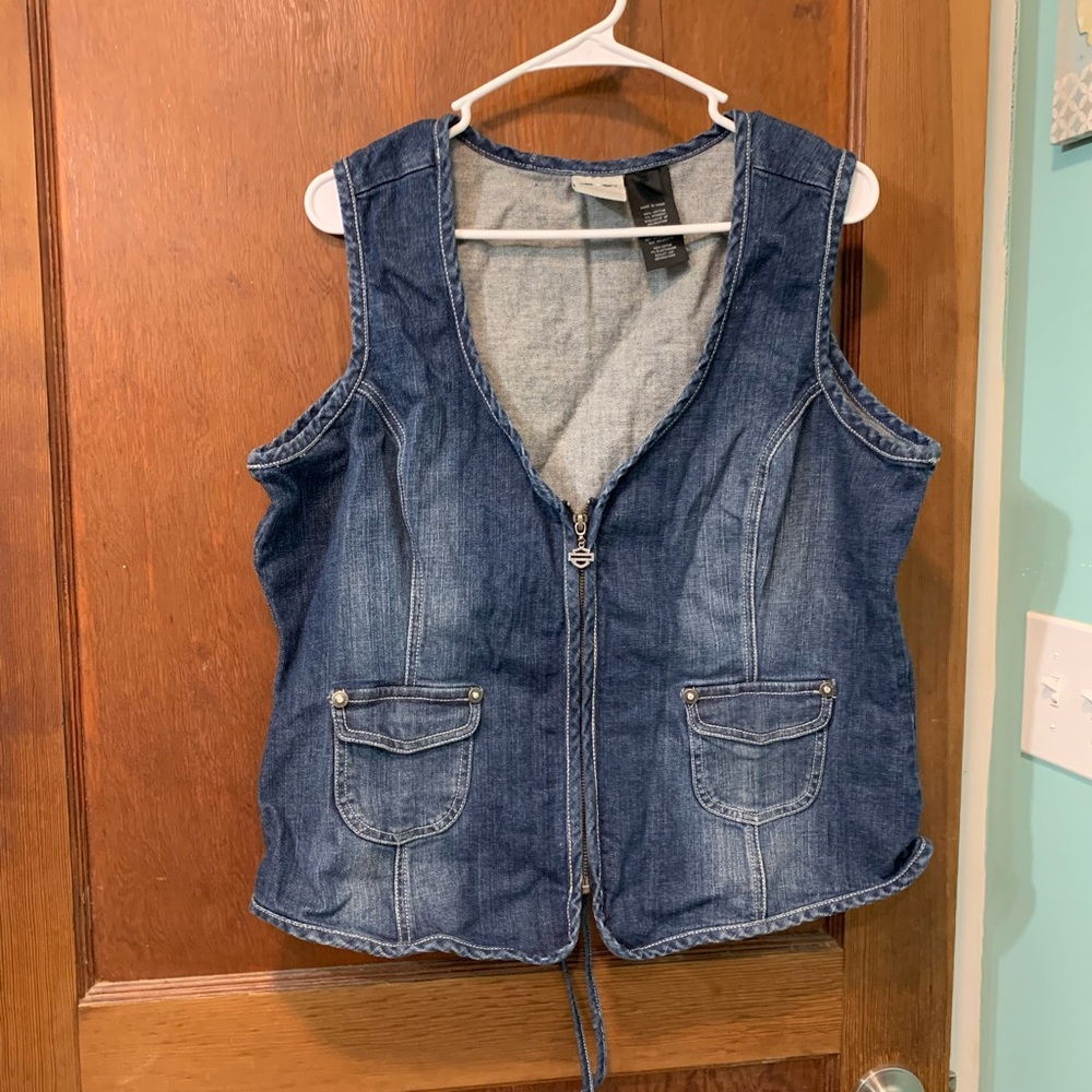 Harley Davidson bedazzled Jean vest